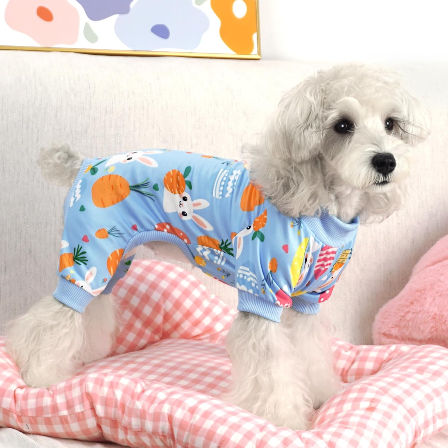 XPUDAC Easter Eggs Dog Pajamas Soft Lightweight Bunny Dog Clothes for Small Medium Dogs Pet Jumpsuit Outfit Cat Apparel-XS - 2 XPUDAC Easter Eggs Dog Pajamas Soft Lightweight Bunny Dog Clothes for Small Medium Dogs Pet Jumpsuit Outfit Cat Apparel-XS - 2