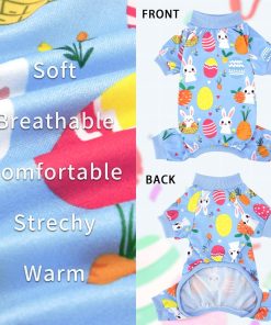 XPUDAC Easter Eggs Dog Pajamas Soft Lightweight Bunny Dog Clothes for Small Medium Dogs Pet Jumpsuit Outfit Cat Apparel-XS - 5
