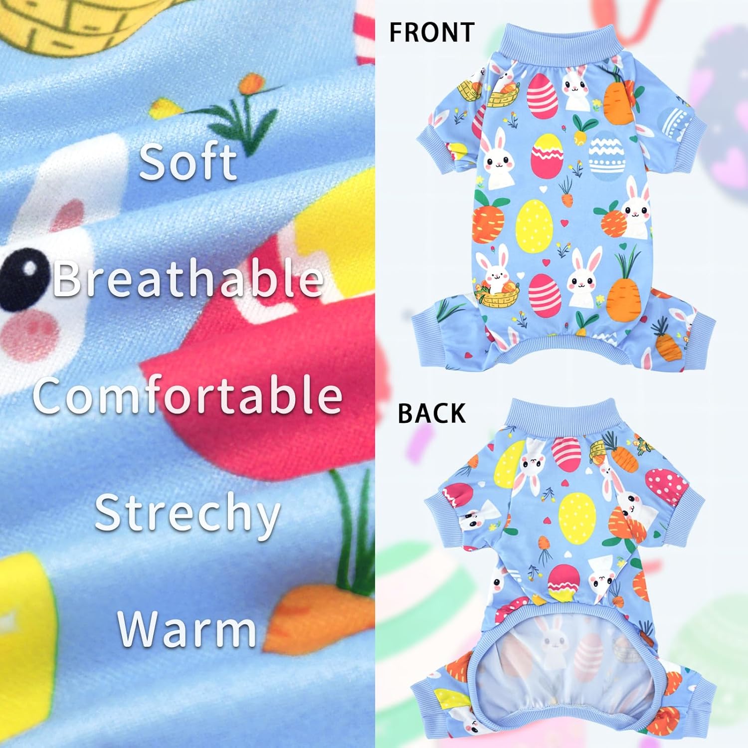 XPUDAC Easter Eggs Dog Pajamas Soft Lightweight Bunny Dog Clothes for Small Medium Dogs Pet Jumpsuit Outfit Cat Apparel-XS - 5 XPUDAC Easter Eggs Dog Pajamas Soft Lightweight Bunny Dog Clothes for Small Medium Dogs Pet Jumpsuit Outfit Cat Apparel-XS - 5