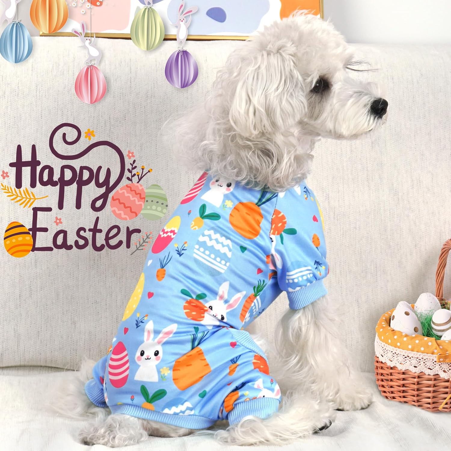 XPUDAC Easter Eggs Dog Pajamas Soft Lightweight Bunny Dog Clothes for Small Medium Dogs Pet Jumpsuit Outfit Cat Apparel-XS - 6 XPUDAC Easter Eggs Dog Pajamas Soft Lightweight Bunny Dog Clothes for Small Medium Dogs Pet Jumpsuit Outfit Cat Apparel-XS - 6