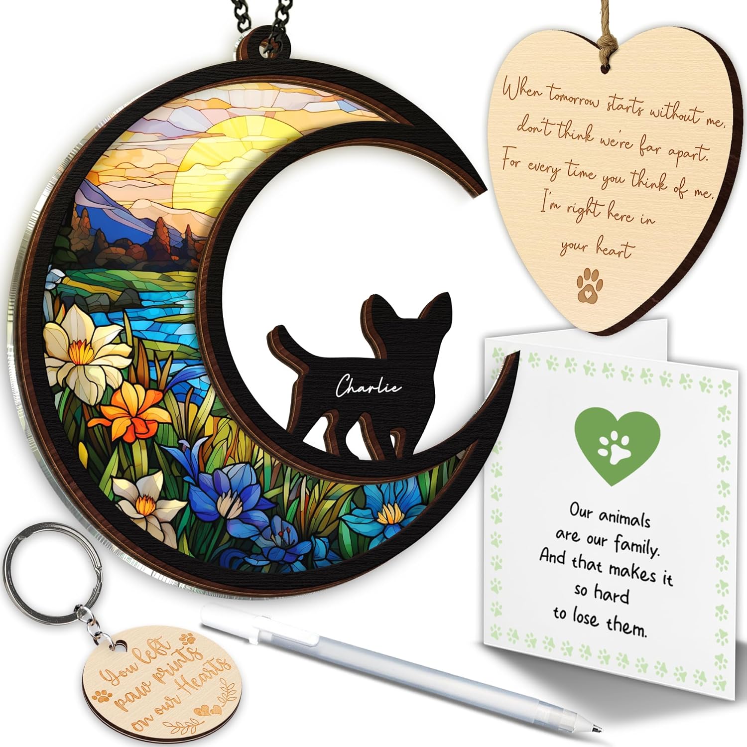 6 Chihuahua Short Hair Memorial Suncatcher, Custom Name Dog Breed, Pet Ornament Window Car Hanging, Sympathy Gift for Loss of Pet, Passed Away Remembrance Gift - 1