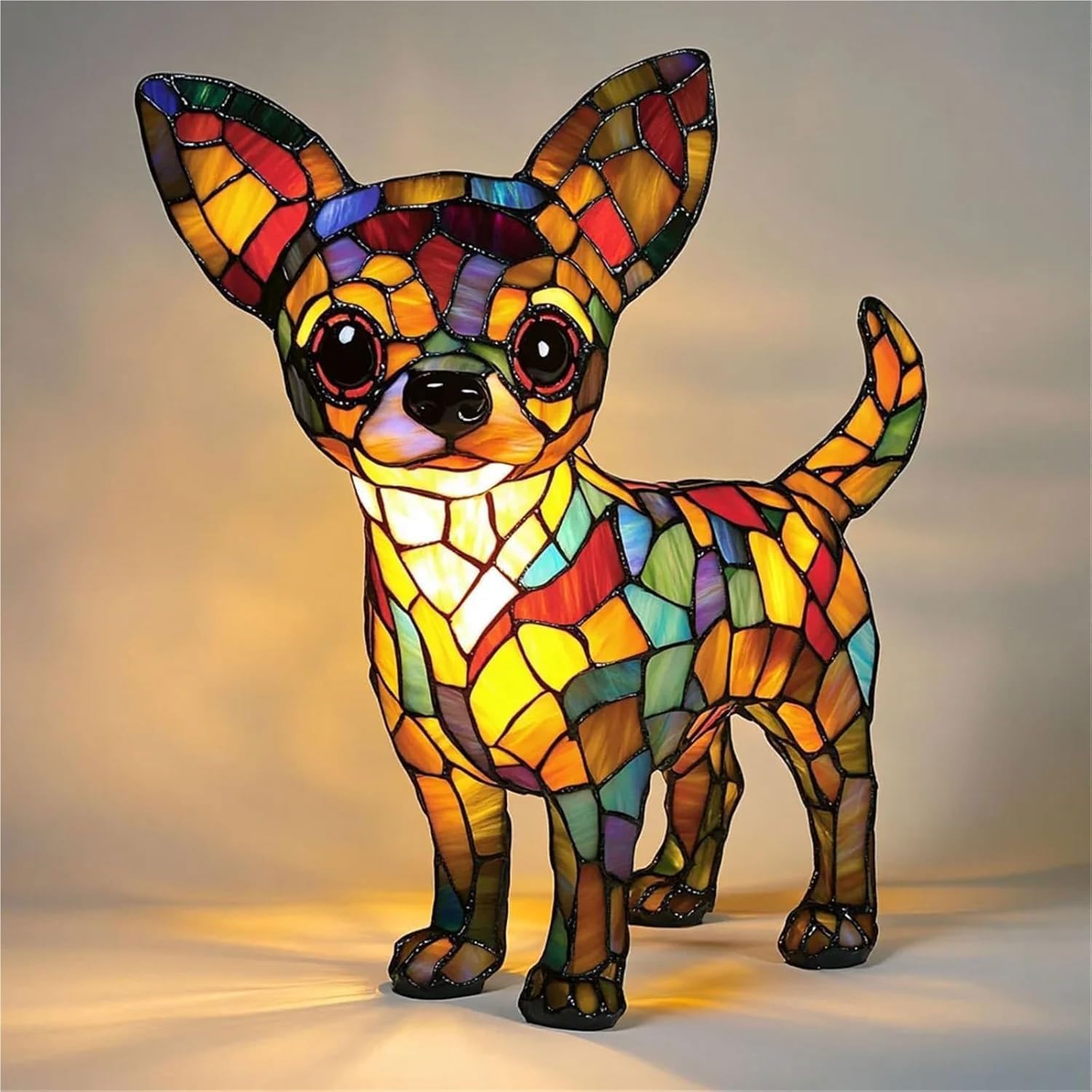 Chihuahua Lamps -Dogs Series Art Night Light, Retro Stained Resin Night Light, USB Cute Pet Dog LED Desk Lamp,Vintage Home Decor, Fun Gift for Dog Lover - 1