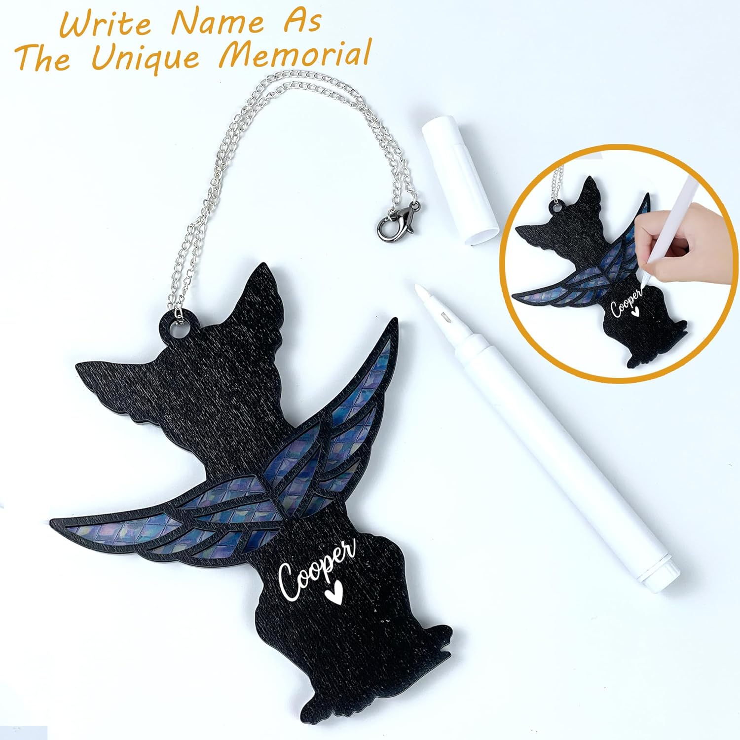 Chihuahua Memorial Suncatcher, Personalized Dog Angel Wings Ornament with Name Date, Loss of Pet Sympathy Gift, Pet Passing Away Remembrance Gift - Image 2