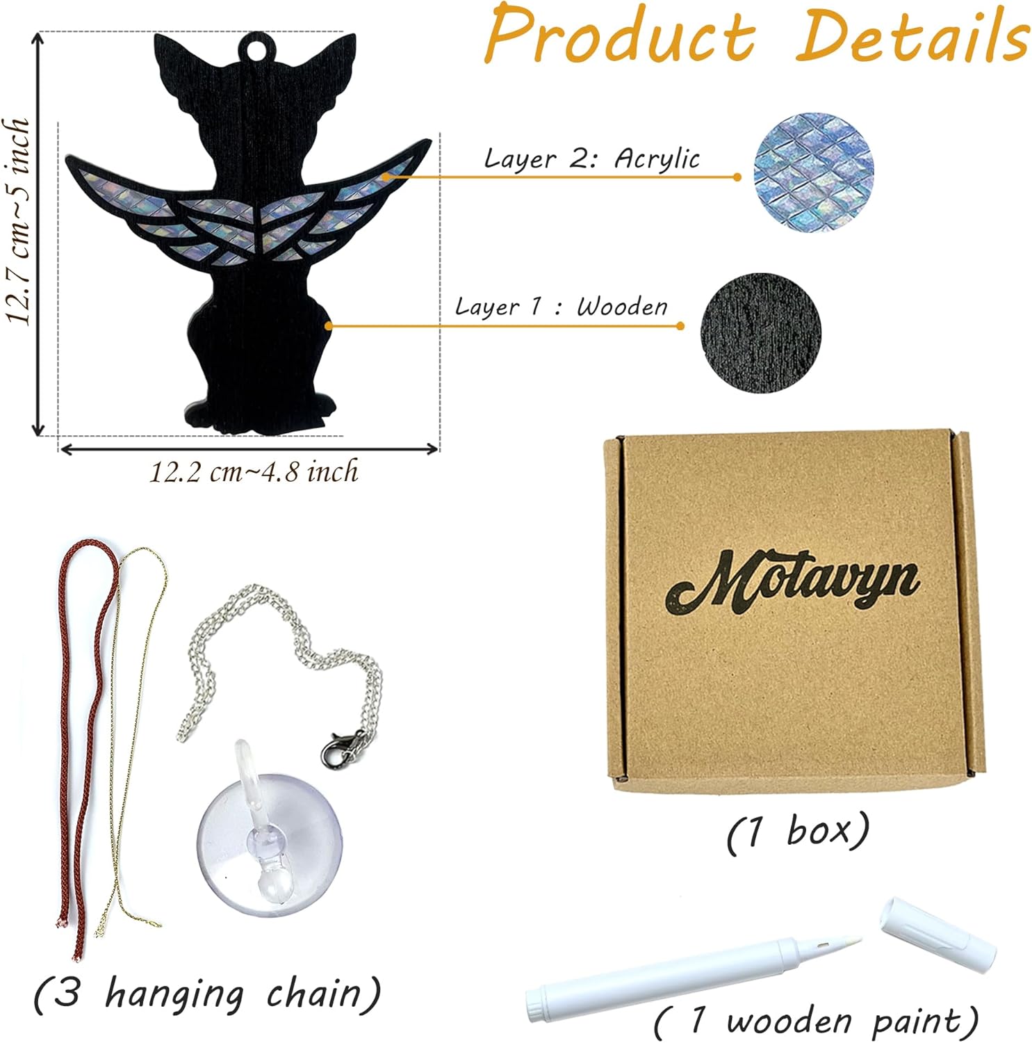 Chihuahua Memorial Suncatcher, Personalized Dog Angel Wings Ornament with Name Date, Loss of Pet Sympathy Gift, Pet Passing Away Remembrance Gift - Image 3