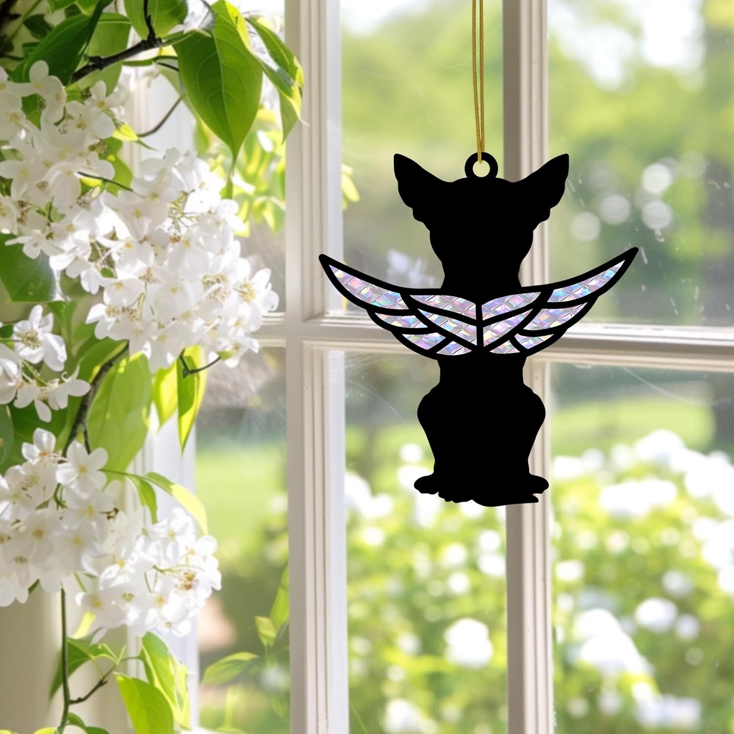 Chihuahua Memorial Suncatcher, Personalized Dog Angel Wings Ornament with Name Date, Loss of Pet Sympathy Gift, Pet Passing Away Remembrance Gift - Image 6