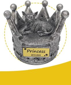 Crown-Shaped Chihuahua Memorial Pet Urns for Dogs Ashes Personalized with Name and Date, Chihuahua Statue Indoor Decorative - 1