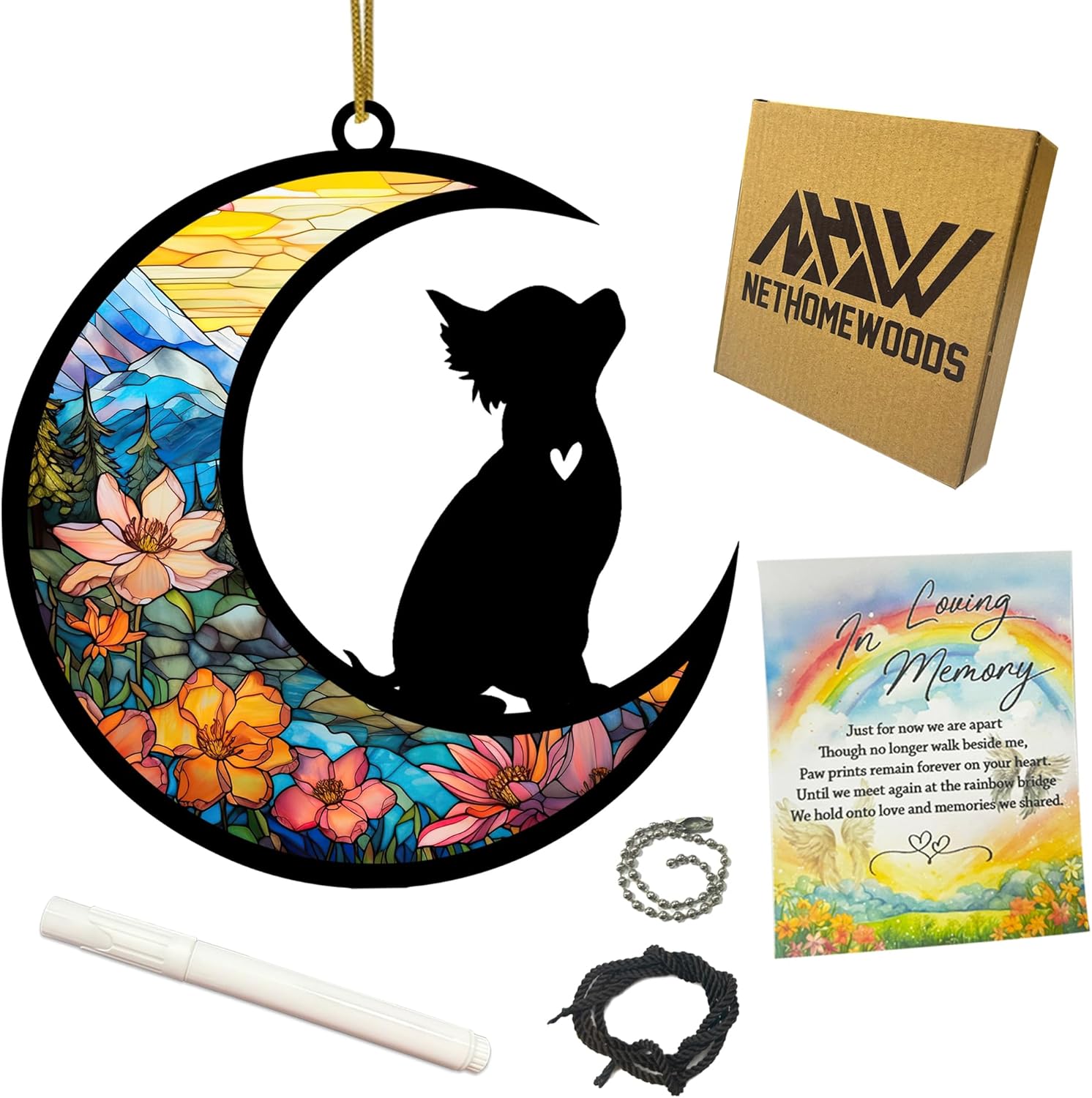 Personalized Chihuahua Memorial Suncatcher Ornament with Name & Date, Dog Loss Remembrance Decor, Custom Pet Tribute Keepsake for Dog Passing, Sympathy Gift for Pet Owners - 1