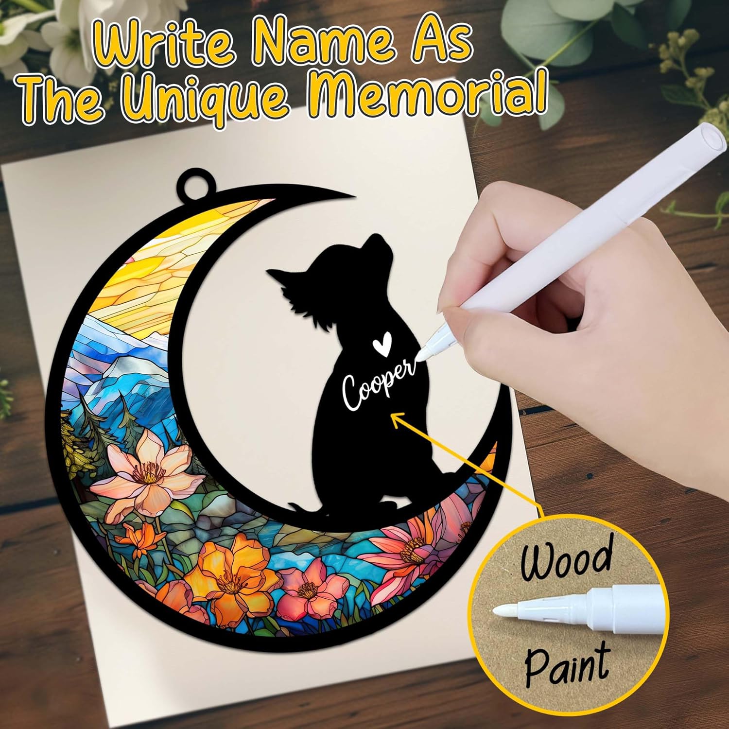 Personalized Chihuahua Memorial Suncatcher Ornament with Name & Date, Dog Loss Remembrance Decor, Custom Pet Tribute Keepsake for Dog Passing, Sympathy Gift for Pet Owners - Image 2