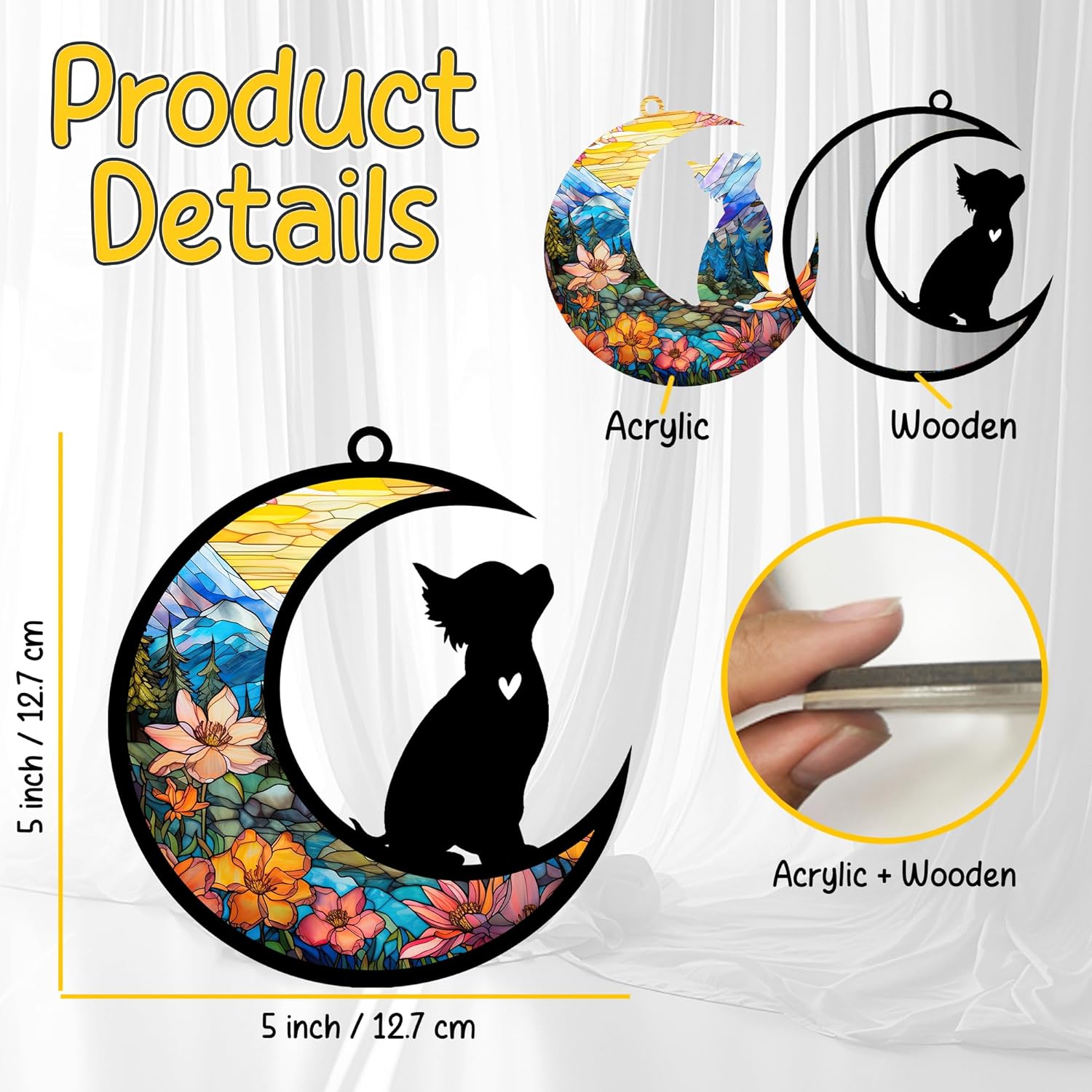 Personalized Chihuahua Memorial Suncatcher Ornament with Name & Date, Dog Loss Remembrance Decor, Custom Pet Tribute Keepsake for Dog Passing, Sympathy Gift for Pet Owners - Image 4