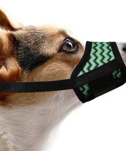 Dog Muzzle, Comfortable Air Mesh Breathable Muzzle Wavy Stripe Adjustable Drinkable Loop Pattern Pets Muzzles for Small Dogs, Stop Biting Barking and Chewing for Chihuahua Green S - 1