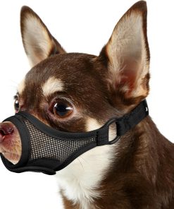 Mayerzon Mesh Dog Muzzle for Short Snout Small Dogs, Adjustable Muzzle for Chihuahua Yorkshire Shih Tzu, Prevent Fierce Barking Biting Eating, for Grooming Vet Visits, Allow to Pant Drink Black - 1
