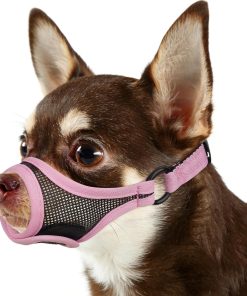 Mayerzon Mesh Dog Muzzle for Short Snout Small Dogs, Adjustable Muzzle for Chihuahua Yorkshire Shih Tzu, Prevent Fierce Barking Biting Eating, for Grooming Vet Visits, Allow to Pant Drink (Pink) - 1