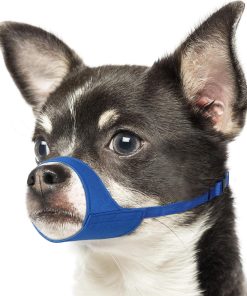Mayerzon Short Snout Dog Muzzle for Small Medium Dogs, Soft & Sturdy Fabric, Anti Excessive Biting Chewing, Suits Chihuahua Shih Tzu Maltese for Grooming Vet Visits Walk, Allows Drinking(Blue, XS) - 1