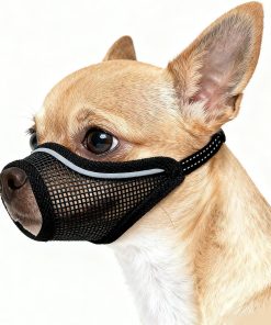 Mesh Muzzle for Extra Small Dogs, Prevents Biting for Mesocephalic Dogs, Chihuahua, Papillon, Toy Poodle, Maltipoo, Soft Breathable Fabric,Open Front,for Grooming and Vet Visits (Black, XXXS) - 1