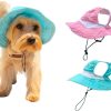 Dog Outdoor Hat with Ear Hole Round Brim Summer Dog Puppy Cat Suncare Cooling Bucket Hat Cute Active Sun Protection Pet Caps (Blue, Medium) - 1