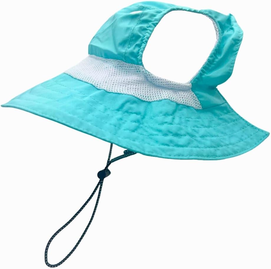 Dog Outdoor Hat with Ear Hole Round Brim Summer Dog Puppy Cat Suncare Cooling Bucket Hat Cute Active Sun Protection Pet Caps (Blue, Medium) - Image 4