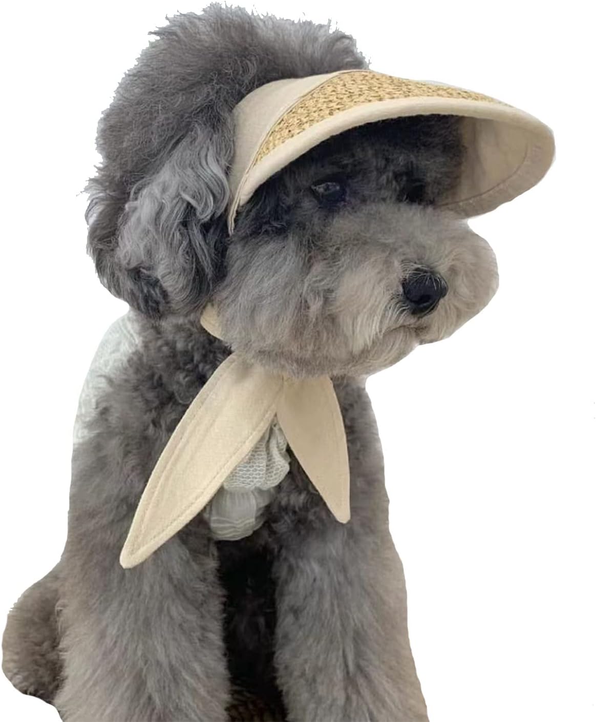 Handmade Straw Dog Sun Protection Hat Baseball Cap,Adjustable Pet Visor Cap Beach Party Hat for Small Medium Dog Like Yorkie Chihuahua Bulldog Corgi (Small, Beige) - 1