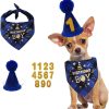 IVYRISE Dog Birthday Party Set, Triangle Scarf & Number Hat & Banner, Blue, Cotton, 13 Piece Set - 1