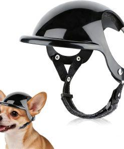 LESYPET Dog Helmet for Extra Small Dogs, Dog Motorcycle Helmet Adjustable Dogs Hat with Ear Hole Design, Ideal for Outdoor Riding, Black XS - 1