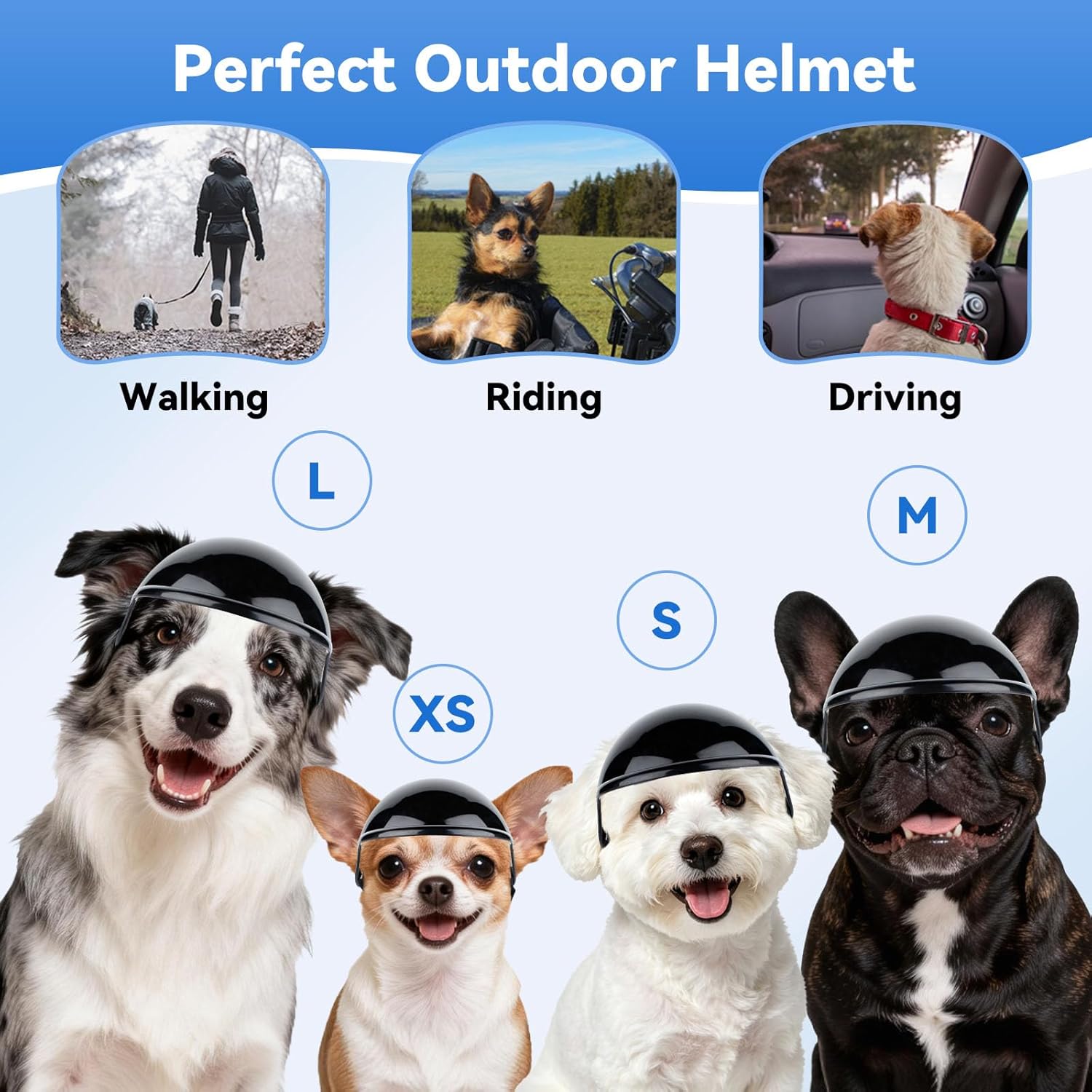 LESYPET Dog Helmet for Extra Small Dogs, Dog Motorcycle Helmet Adjustable Dogs Hat with Ear Hole Design, Ideal for Outdoor Riding, Black XS - Image 2