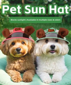 Alternative view of Pet Sun Visor Hat for Small Medium Dogs & Cats - UV Protection Cap with Bear Ears Adjustable Strap Ear Holes, Summer Sunshade for Puppies Pug Chihuahua Shih Tzu Yorkshire Terriers (Pink,Medium)