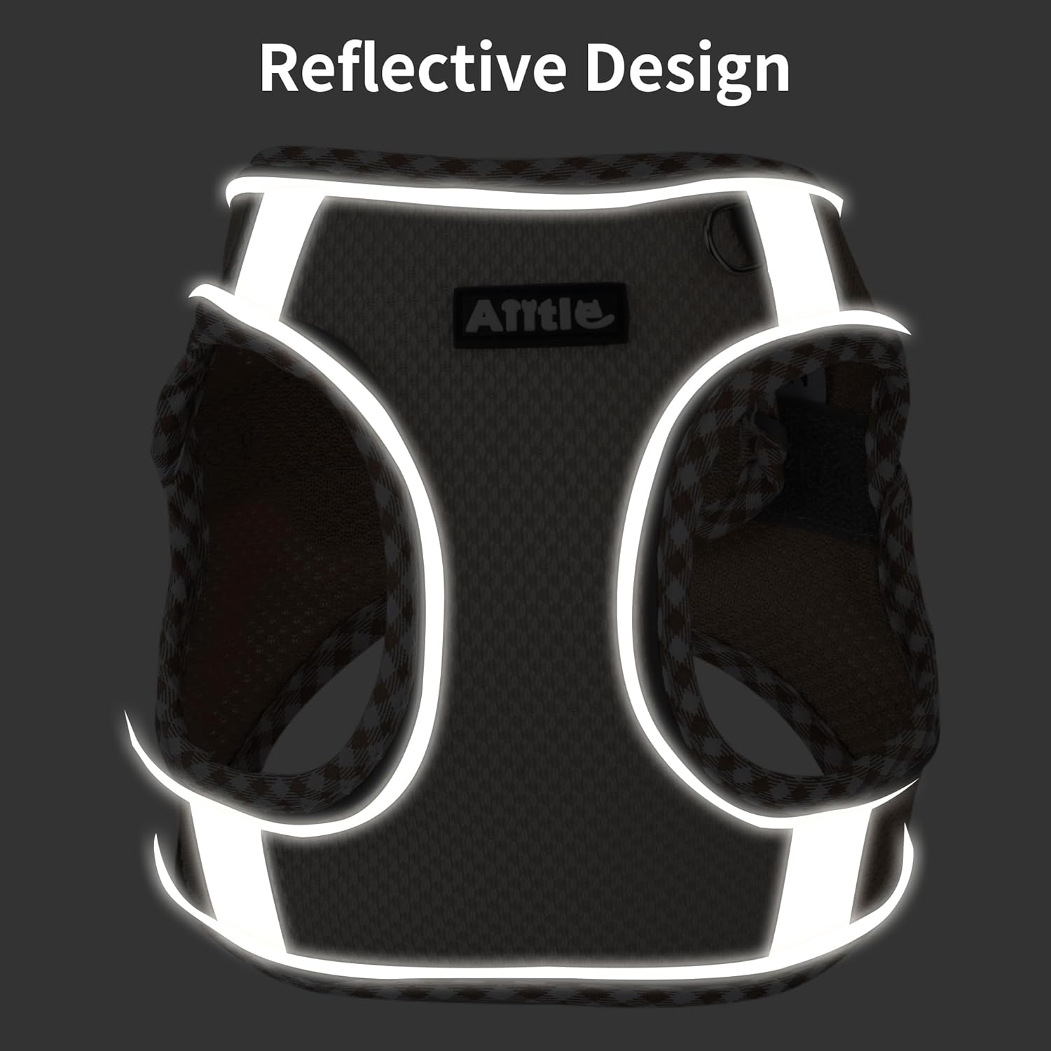 AIITLE Tiny Dog Harness - Lightweight Mesh Step-in Vest for Puppy, Reflective & Escape-Proof Design with High-Stick Magic Tape - Indoor/Outdoor Use for Chihuahua, Maltese, Shih Tzu(Brown-Beige, XXXS) - Image 4