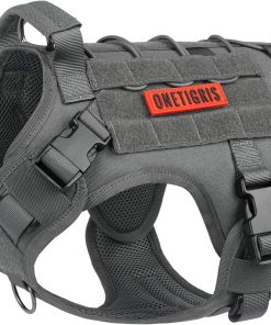 OneTigris Tactical Dog Harness Vest,No-Pull Service Dog Vest with Hook & Loop Panels,Adjustable Dog Vest Harness for Walking Hiking Training(Grey,XS) - 1